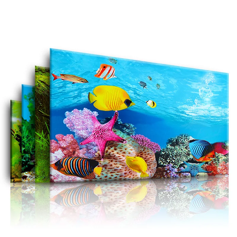 Marine Aquarium All In One - 水族館の背景 3d ステッカーポスター水槽水族館の背景アクセサリー装飾海洋植物 Aquascape 絵画