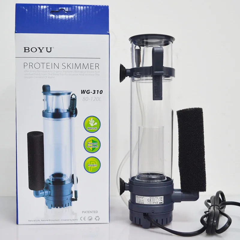 Protein Skimmer Hang On - 6W/8W BOYUプロテインスキマーフィルター吊り下げ式ポンプマリンコーラル海水内部水槽フィルターアクセサリー（80-120L水槽用）