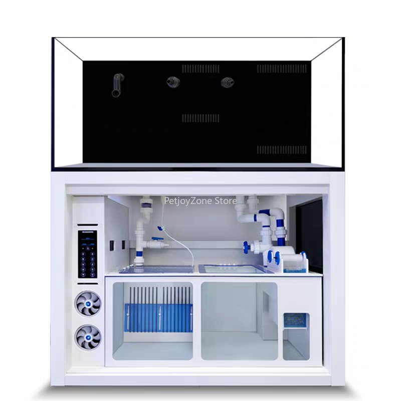 Marine Aquarium All In One - 高級超白ガラス製海水水槽 底面フィルターキャビネット付き - リビングルーム用プロ仕様サンゴ礁水槽