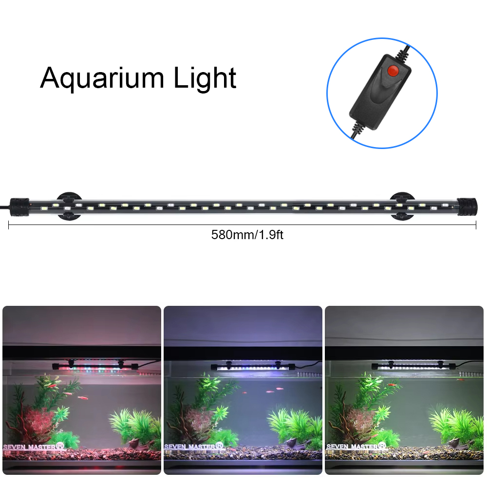 Aquarium Marine Lights - 防水LED水族館植物成長ランプ,水槽ライト,水中水族館ライト,装飾照明,90-260v,5730チップ,58cm