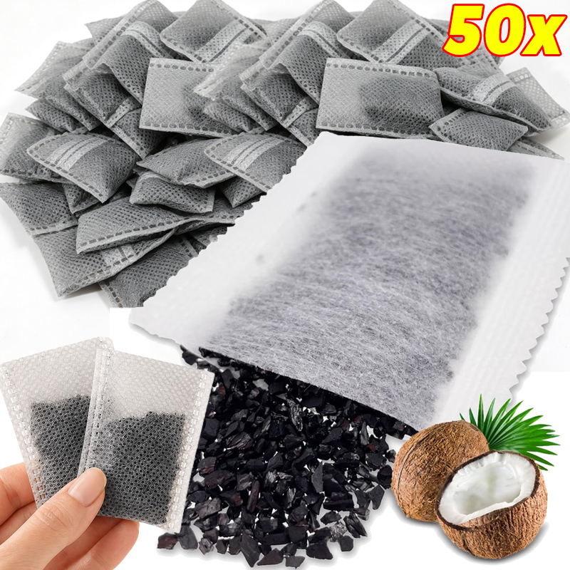 Activated Carbon Bag - 5/50x 活性炭バッグ天然ココナッツ炭芳香剤消臭剤吸湿剤冷蔵庫車のワードローブ用