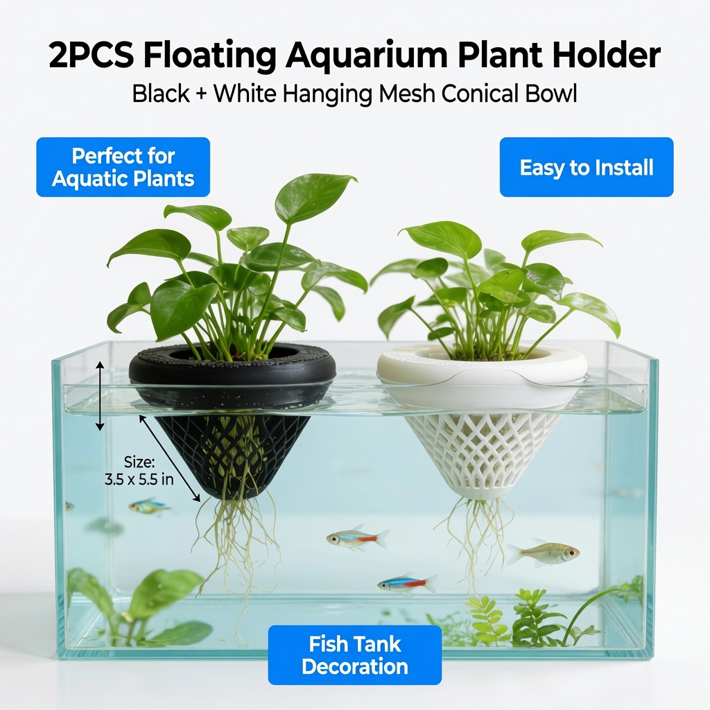 2個入りフローティングアクアリウムプラントホルダー、水槽用吊 - Marine Aquarium All In One のレビューと価格
