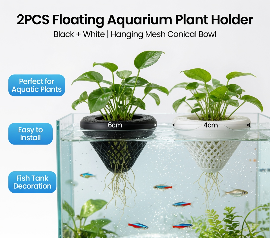 2個入りフローティングアクアリウムプラントホルダー、水槽用吊 - Marine Aquarium All In One のレビューと価格