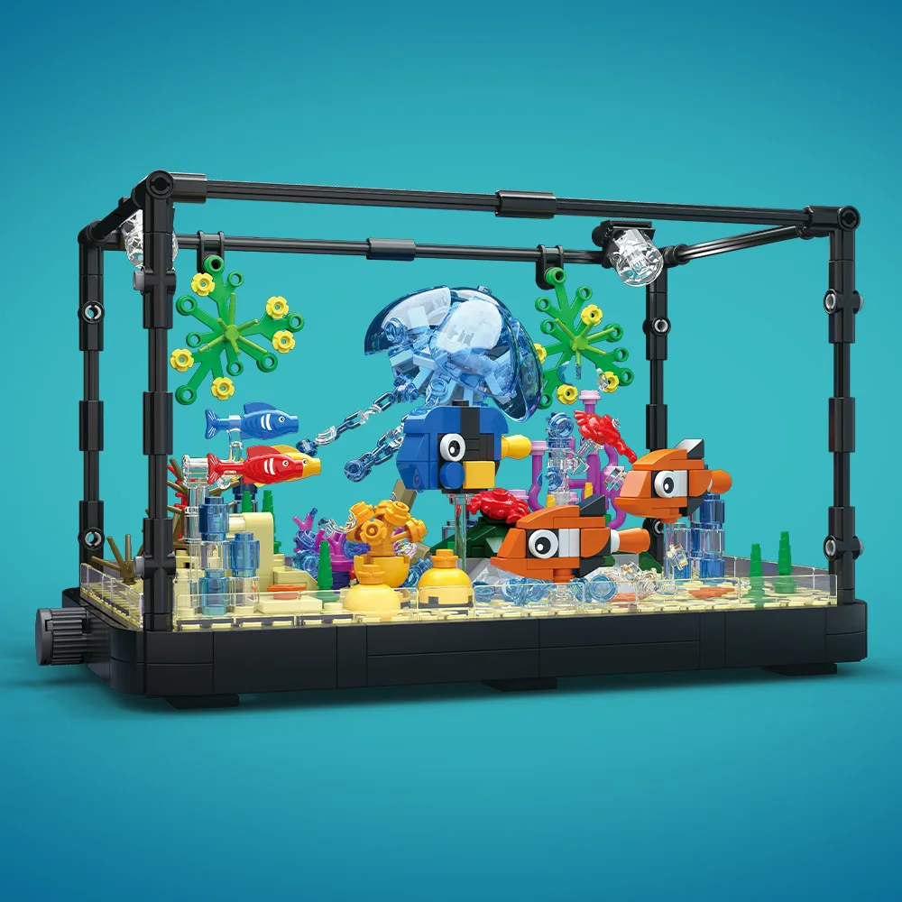 ライト付き水槽ビルディングブロックセット、水槽、海洋カメ、1 - Marine Aquarium Cube のレビューと価格