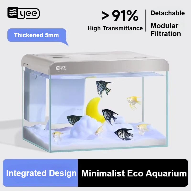 超透明ガラス製デスクトップ水槽 エコシステム 自循環式 家庭 - Marine Aquarium All In One のレビューと価格