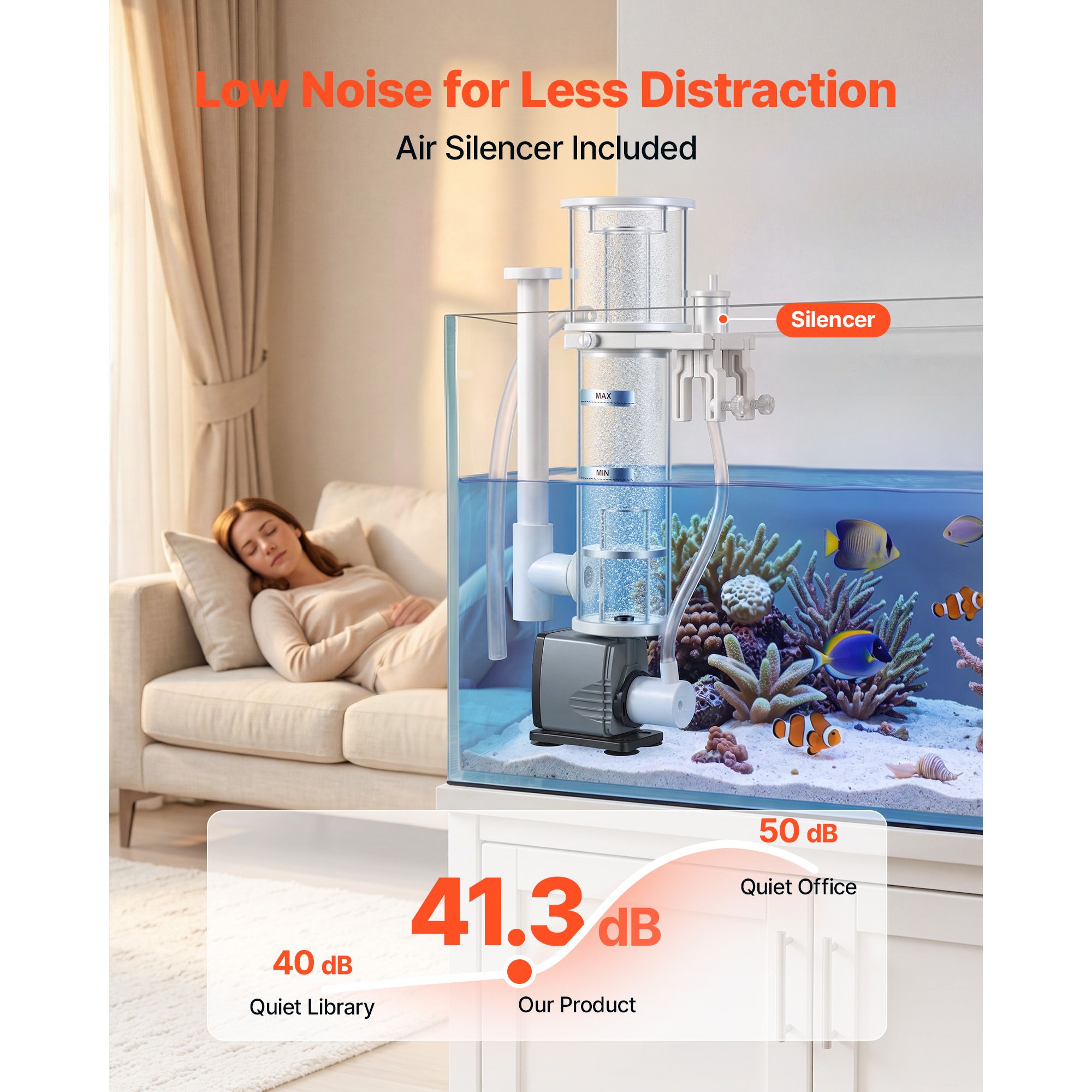 20～30ガロンの海水水槽用プロテインスキマー、DCポンプ付 - Protein Skimmer Hang On のレビューと価格