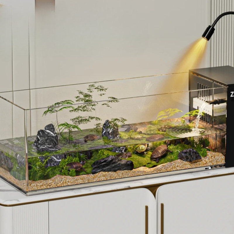 ‌ カメ水槽 - 渓流風景付き魚とカメのハイブリッド生息地、 - Marine Aquarium All In One のレビューと価格