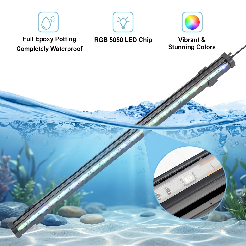 USB LED水槽エアバブルライト自動RGB変色魚タンクエア - Aquarium Marine Lights のレビューと価格